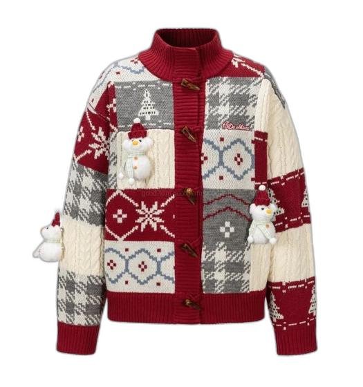 13DE MARZO snowbear christmas cardigan red